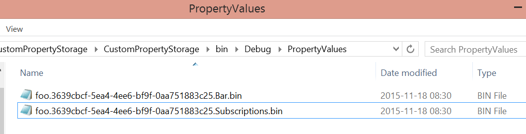 Binary Property Storage